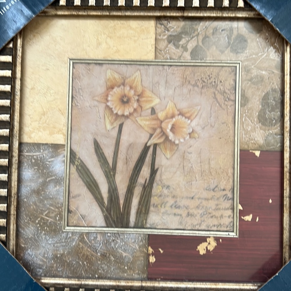 Daffodils wall art in glass frame, New in original packaging